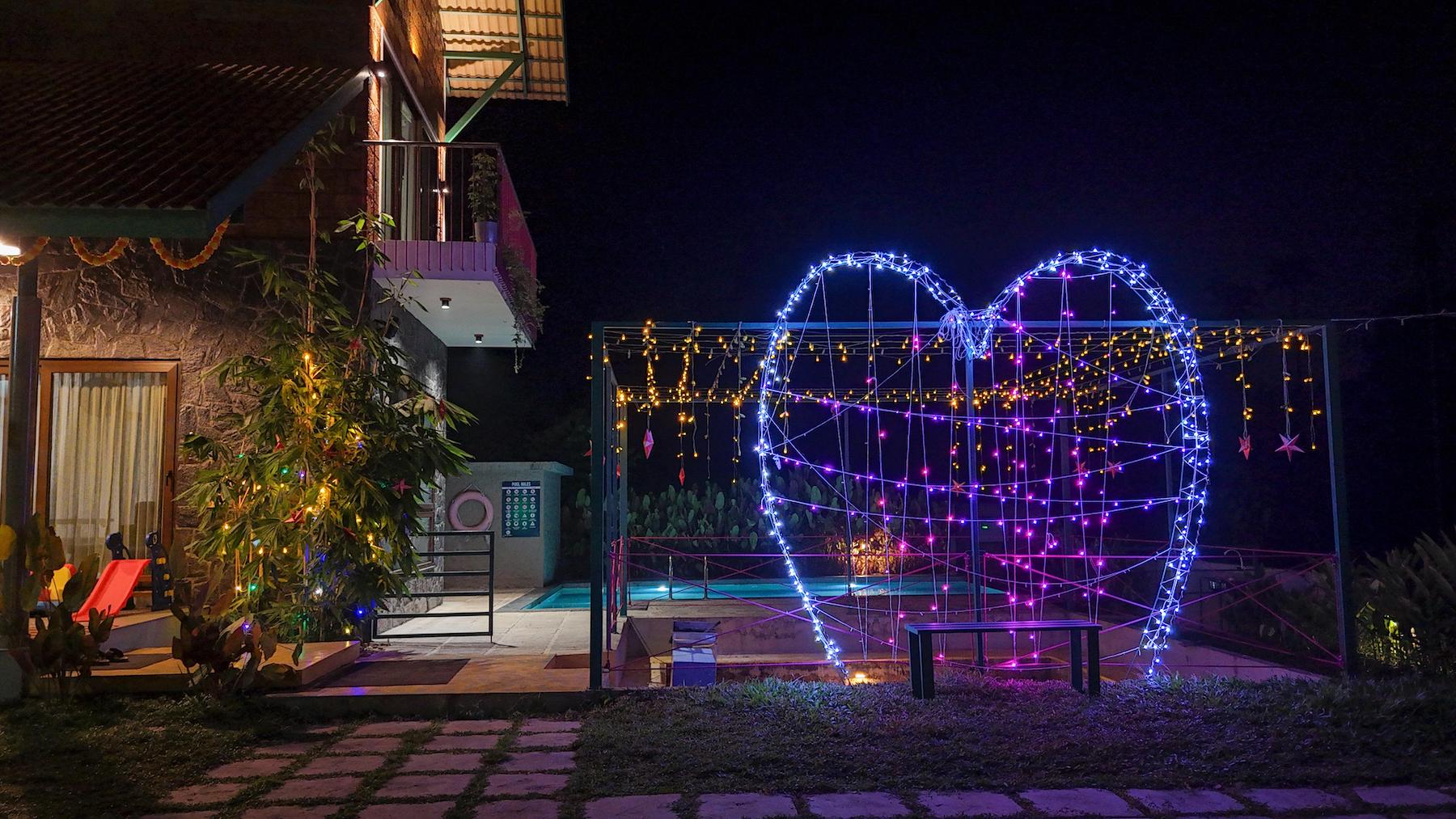 Night heart lights decoration
