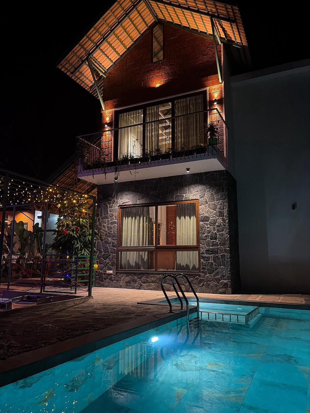 Infinity pool at night
